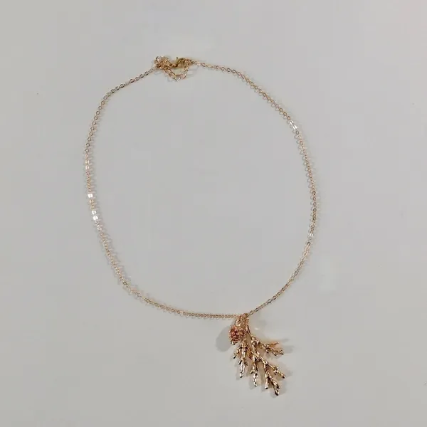 NEW Rose Gold Pinecone Pine Bough Pendant Necklace Nature Outdoors Trees - Image 2