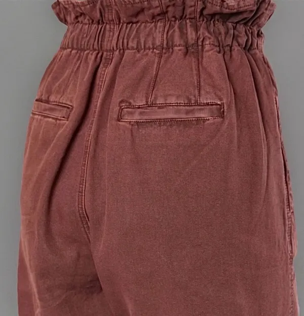 Free People NWOT Margate Pleated Paperbag Waist Burgundy Drawstring Pants, XS - Image 10