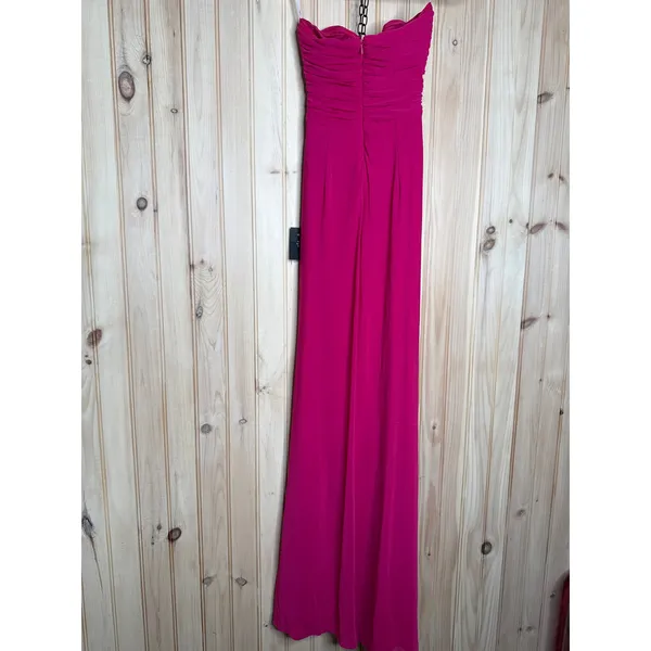 NWT Lulus Epitome of Allure Fuchsia Mesh Strapless Ruched Maxi Dress Gala Sz XS - Image 6