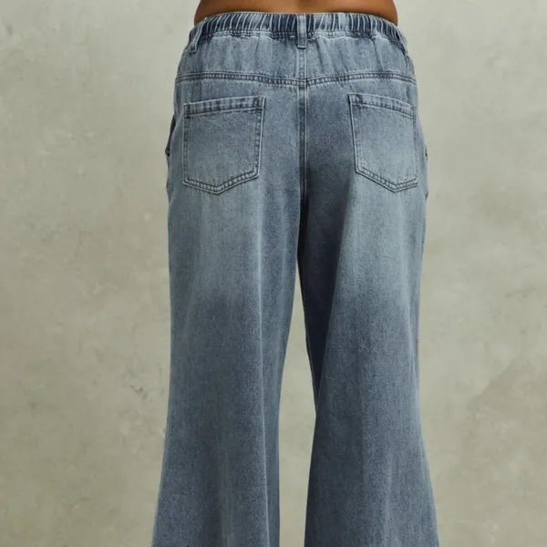 SO ME Mid Rise Elastic Waist Flare Denim‎ Jeans - Image 3