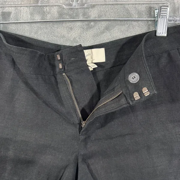 Joie Black Caviar Linen Catia Shorts Zip Fly Side Pocket Womens Size 4 - Image 2