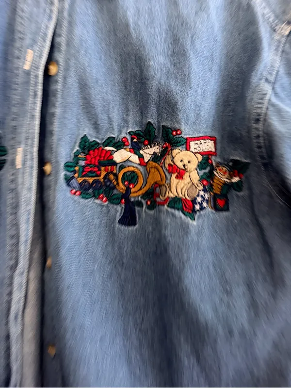 Bobbie Brooks Light Blue Denim Button-Front Shirt with Embroidered Appliqué - Image 2