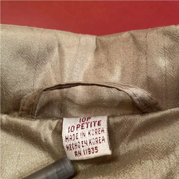 Worthington Essentials Womens 10P Olive Trench Coat Vintage Petite Raincoat Belt - Image 8