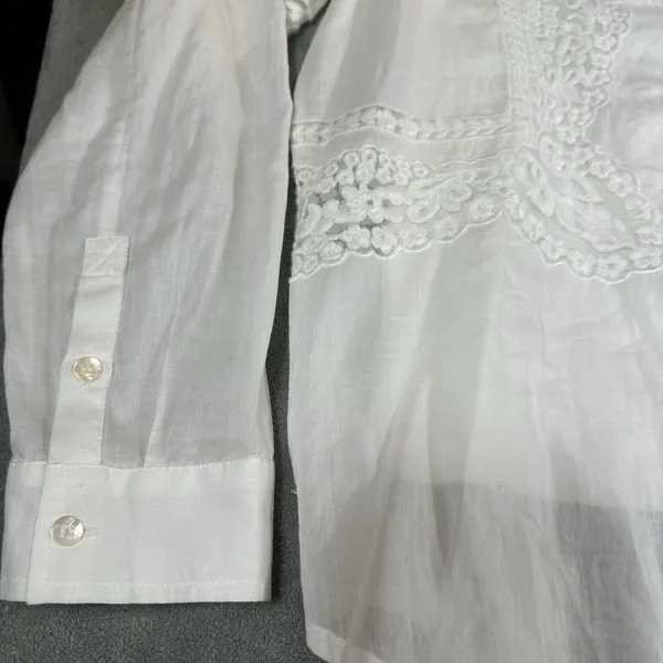 Soft Surroundings Embroidered Top & Tank Large Crochet White Summer Romantic‎ - Image 7