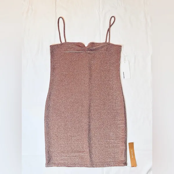 Reformation NWT Kyla Dress - Taupe Sparkle - M - Image 6
