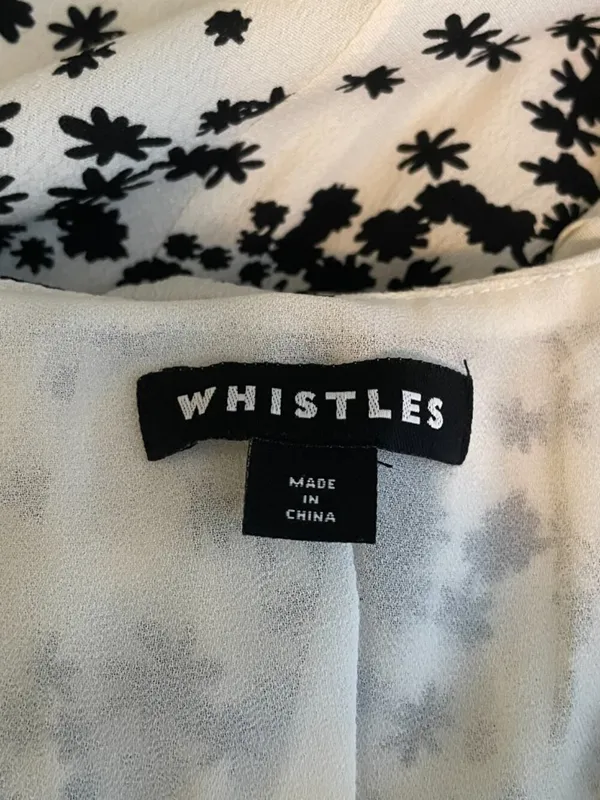 Whistles Women 4 White Black Floral Print Maxi Dress Button Front Ruffle Summer - Image 8