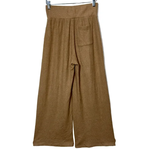 Abercrombie & Fitch Brown Tan Waffle Knit Casual Lounge Wide Leg Pants Size XS - Image 2