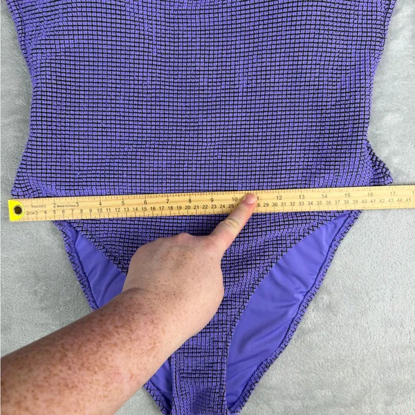 Aerie Lurex Crinkle Babewatch One Piece Swimsuit Purple Size XL - Image 6