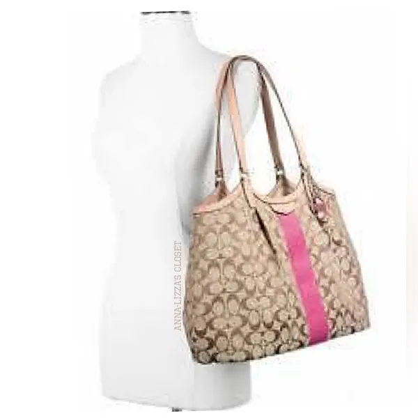 NWOT Coach Signature Stripe Devin Shoulder Bag - Image 3