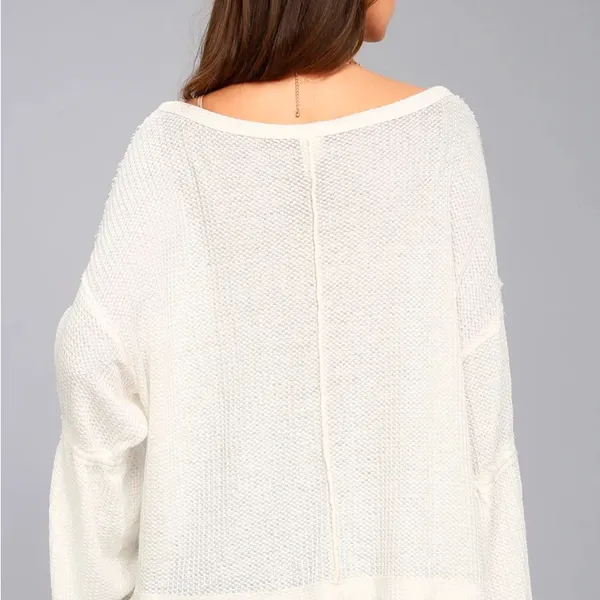Free People We The Free Dahlia Thermal Waffle Knit Bell Sleeve Top Women’s Small - Image 4