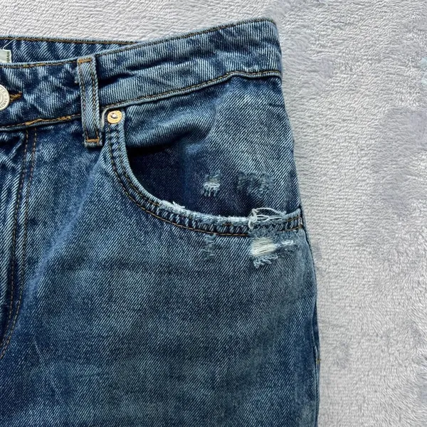 We The Free People Jeans Womens 29 Distressed Blue Denim Mid Rise Tapered Casual - Image 8