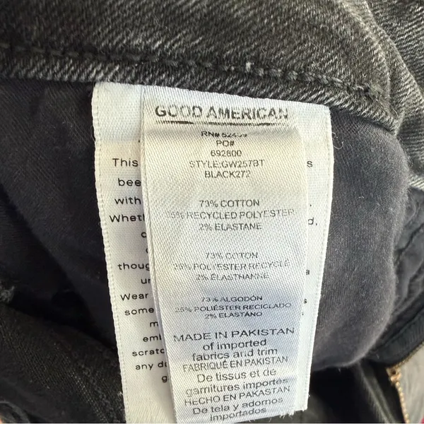 Good American Black Distressed Skinny Jeans Size 12 / 31 Stretch Denim - Image 2