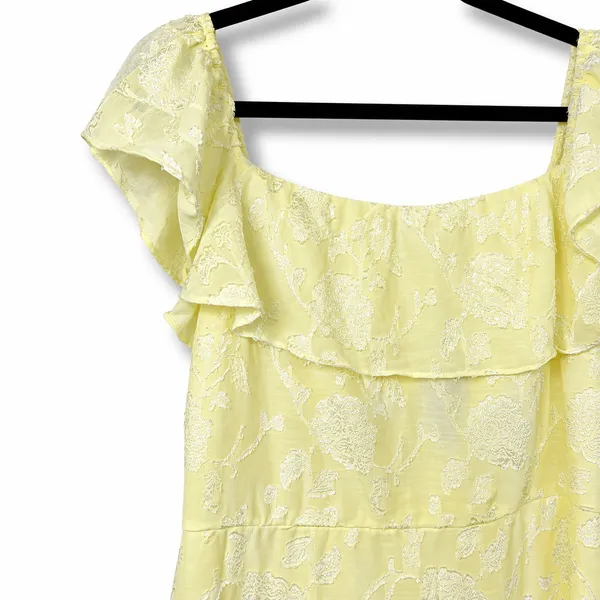 NEW Lulus Pretty Perfect Yellow Burnout Floral Off-the-Shoulder Midi Dress XXL - Image 6