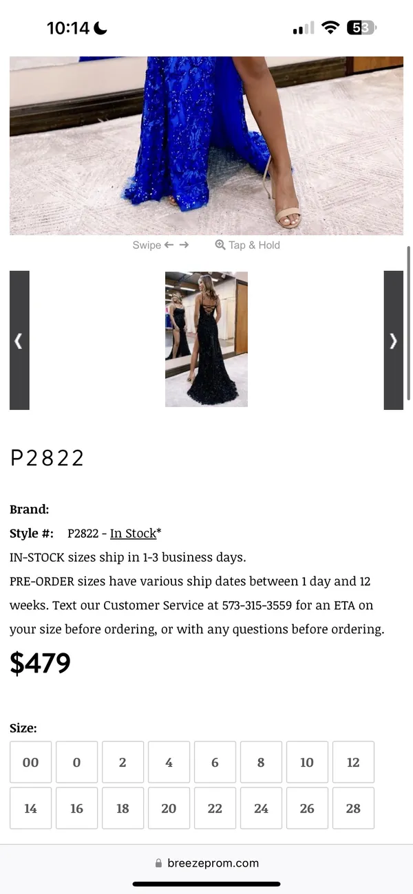 Breeze Boutique Prom Dress Blue Size 0 - Image 3
