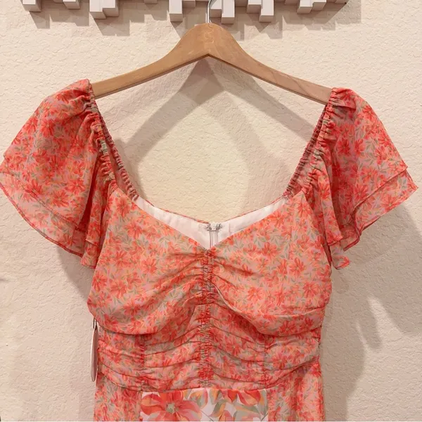 Lost + Wander Sunnyville Midi Dress in Orange Multi Floral OS NWT - Image 3