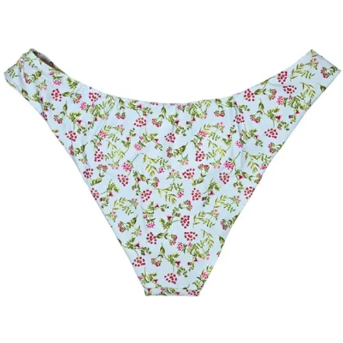 J Crew High Leg Cheeky Bikini Bottoms Floral Print Light‎ Blue Pink Size L - Image 2