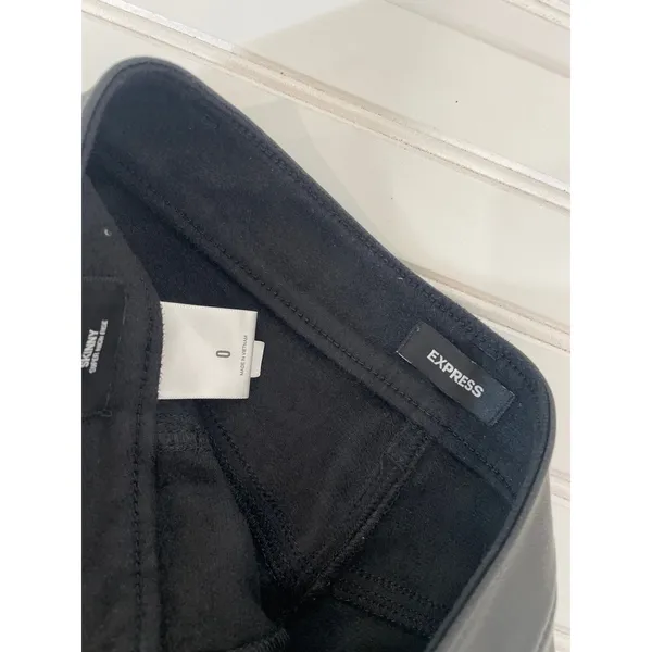 Express Black Super High Waisted Faux Leather Moto Skinny Pant Womens Size 0 - Image 4