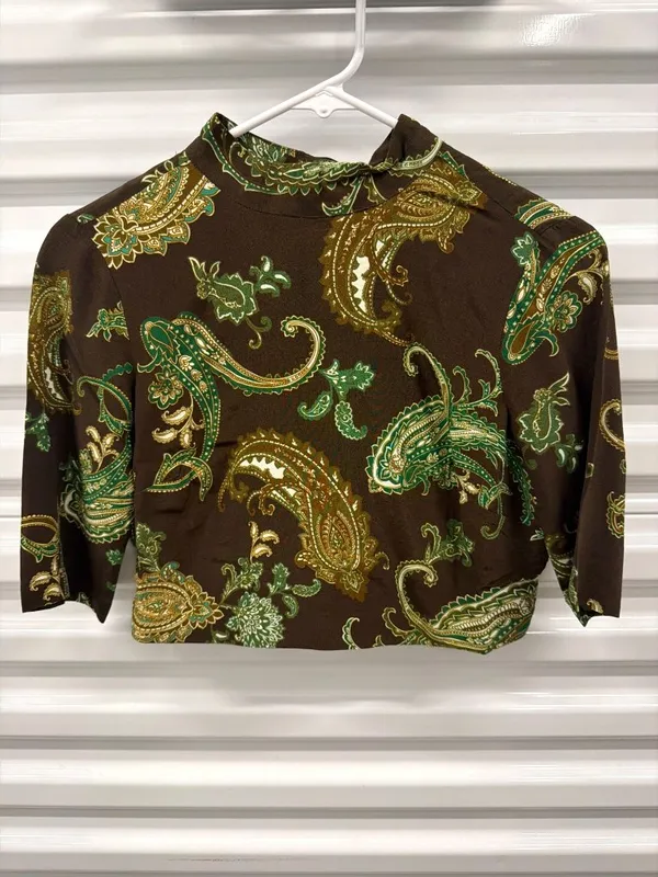 Hemant & Nandita Boxy Top Dark Brown Womens Size XS - Image 4