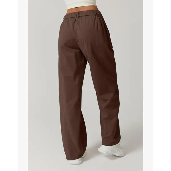 Brown Cotton Wide Leg High Rise Palazzo Pants Relaxed Fit Trousers Womens Medium - Image 3