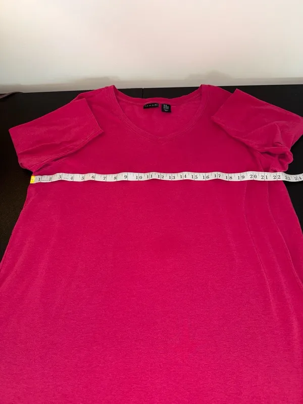 Tahari Pink V-Neck Pima Cotton Blend Plus Size Tunic 2X - Image 5