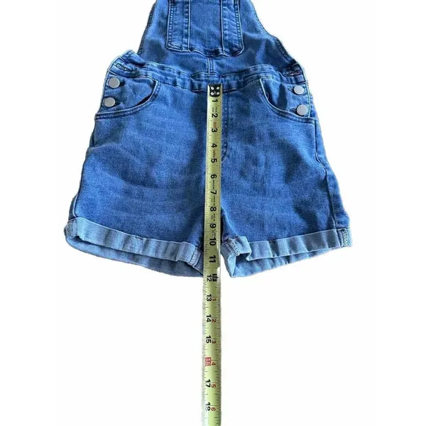 Shein Women's Roll Up Hem Denim Overall Romper Light Wash Blue Size 4 - Image 7