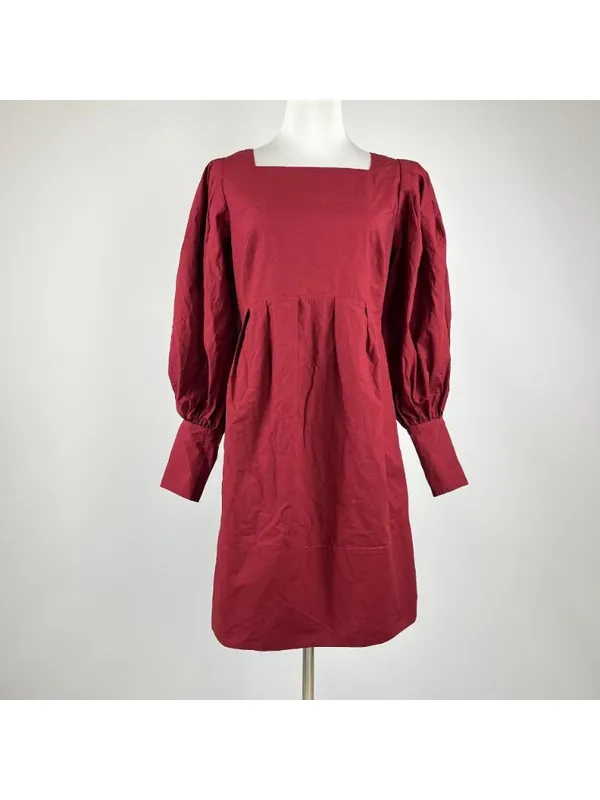NWOT Farm Rio Cotton Long Sleeve Bow Tie Open Back Mini Dress Red Sz S - Image 3