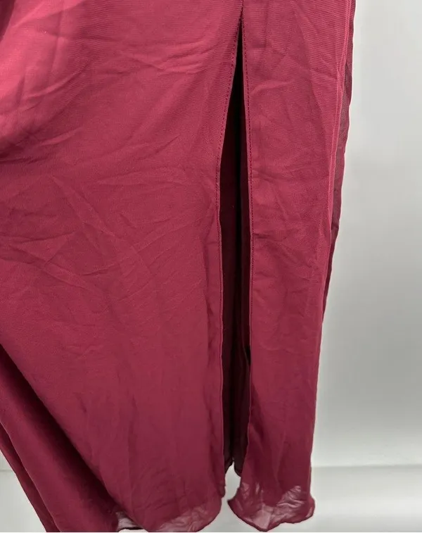Birdy Grey Doris Chiffon Ruffle Sleeveless Bridesmaid Dress in Cabernet Sz S NEW - Image 5