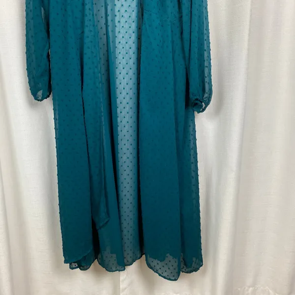 Torrid Teal Green Clip Dot Chiffon Kimono Sz.0 - Image 7