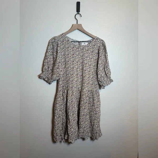 Natural Life Blaire puff sleeve‎ mini dress Cream Ditsy Floral - Image 2