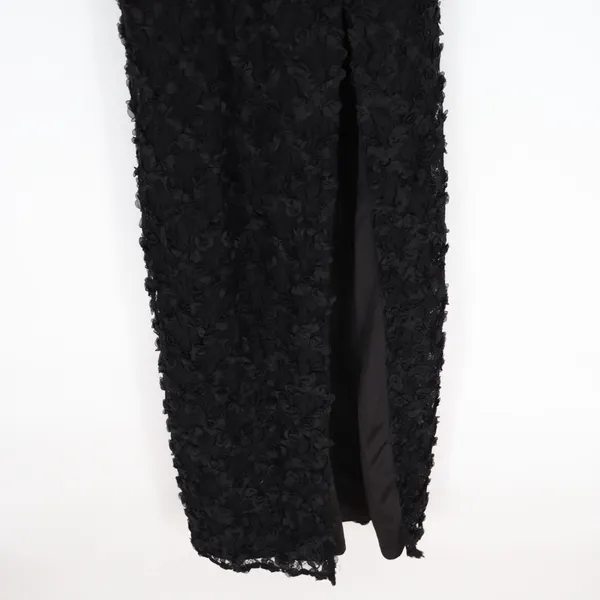 Lulus Ravishing Appeal Maxi Dress Womens Small Black Floral Applique Front Slit - Image 4