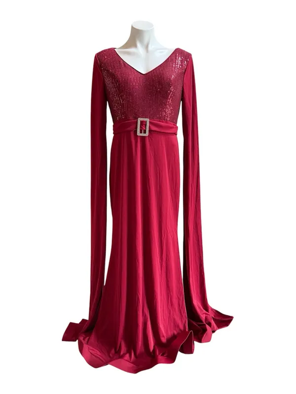 Giffniseti Mermaid Trumpet Floor Length Dress Maroon Large NWT - Image 4
