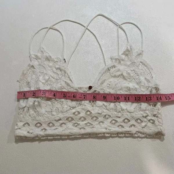 Free People FP One Lace Bralette White Crochet Strappy Boho Top Size L (Flawed) - Image 8