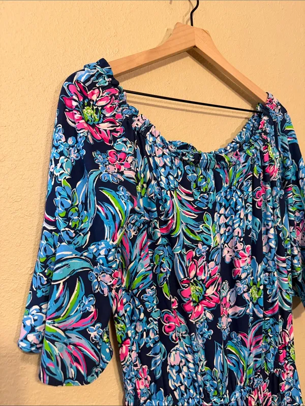 Lilly Pulitzer Calla off-the-shoulder floral jumpsuit size Medium - Image 3