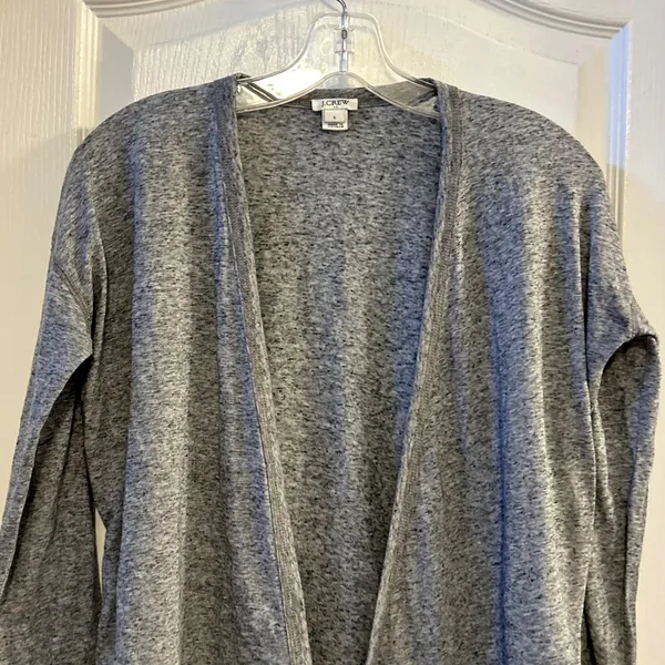 J Crew Grey Heathered Wrap Cardigan Tie Front Sweater Top S‎ Linen Blend - Image 7