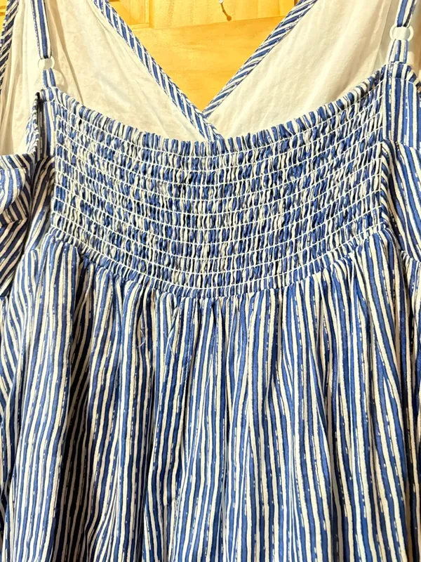 Gap Drop-Waist Maxi Dress Blue White Striped Spaghetti Strap Sundress women’s XL - Image 5