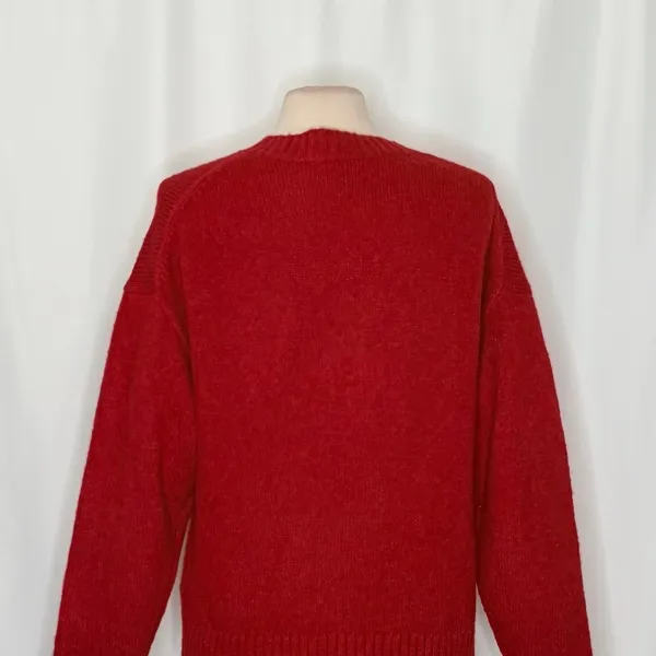 J. CREW Relaxed V Neck Pullover Sweater‎ Solid Red Merino Wool Alpaca Medium - Image 8