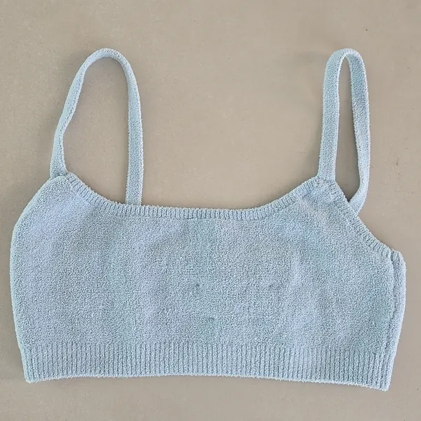 Skims Light Blue Cozy Knit Tank and Shorts Set Size S - Image 3