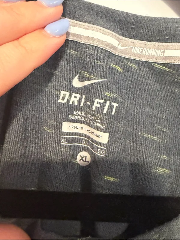 Nike Dri-FIT Gray Performance Tank‎ with Neon Accents swoop back - Image 2