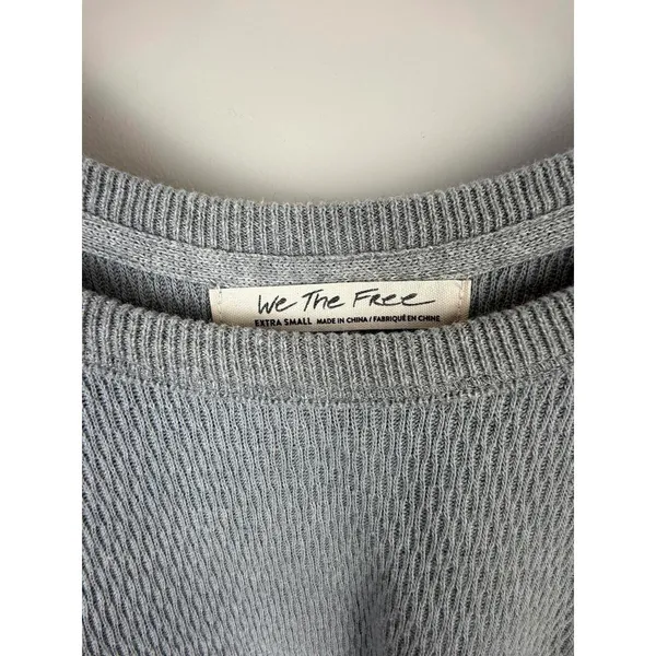 We The Free Rainbow Dream Bohemian Gray Oversized Thermal Sweatshirt - Size - XS - Image 3
