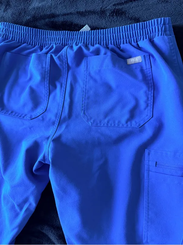 Figs blue Technical Collection pull up pants, elastic waist, pockets, ankle, M/P - Image 8