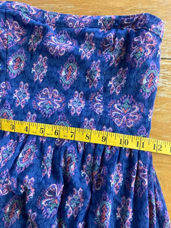 Hollister Blue Pink Long Slit Maxi Strapless Dress XS - Image 6