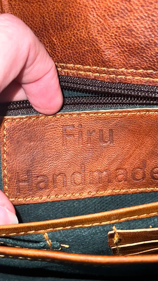 Vintage handmade leather crossbody Brown - Image 2