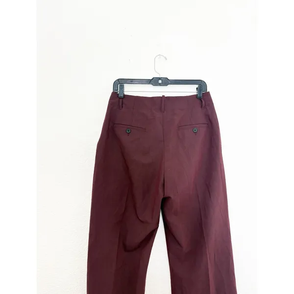 Zara Burgundy Wide Leg Trousers Size Medium High Rise Minimalist Chic 4043/043 - Image 12