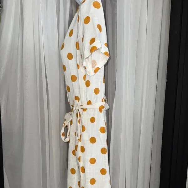 Monteau White and Yellow/ Orange Polka Dot Romper perfect for any summer day - Image 2