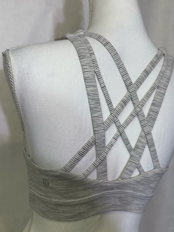 lululemon athletica Grey Striped Strappy Sports Bra - Image 5