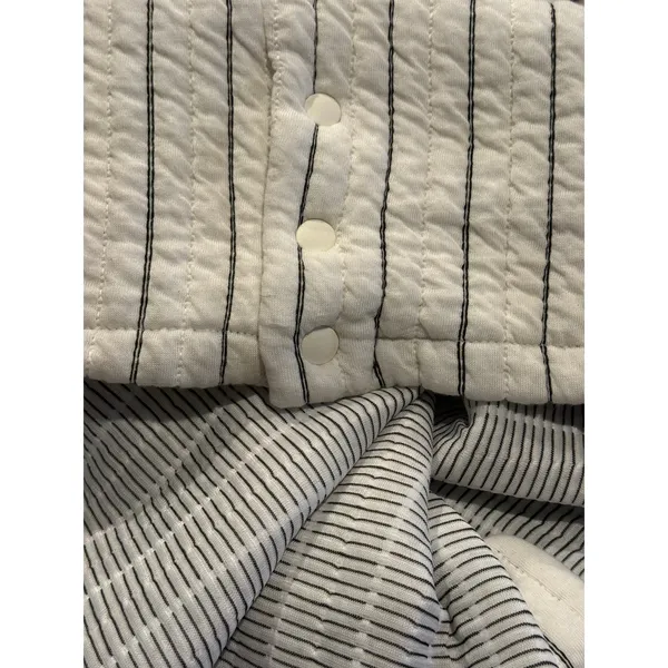 NWT Zara Boxy Oversized Striped Soft Quilted Long Sleeve Sweater M White Black - Image 7