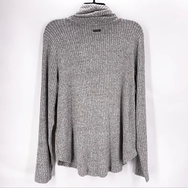 Lucky Brand Heather Grey Bonne Chance Hi-Low Ribbed Mock Cowl Neck Sweater - Image 2