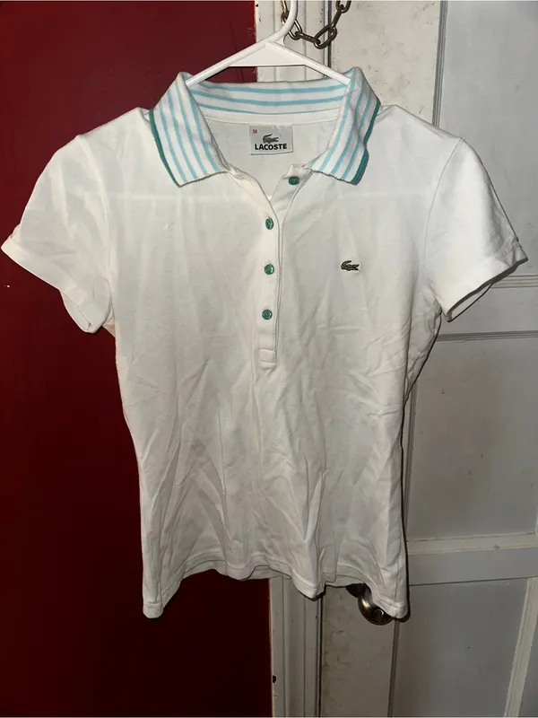 Lacoste Womens White Slim Fit Cotton Stretch Pique Short Sleeve Polo Shirt F4811 - Image 3