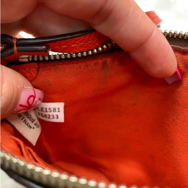 COACH Brown and Orange Coated Canvas Wristlet - Image 7