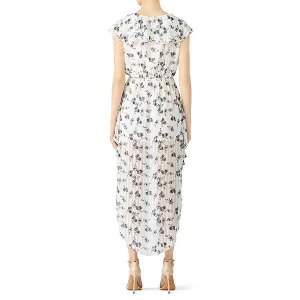 Elliatt Womens Sheer Flora Bloom Maxi Fluncy Ruffled Dress White Pink Size Small - Image 2